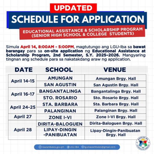 Updated Schecdule of Educational Assistance