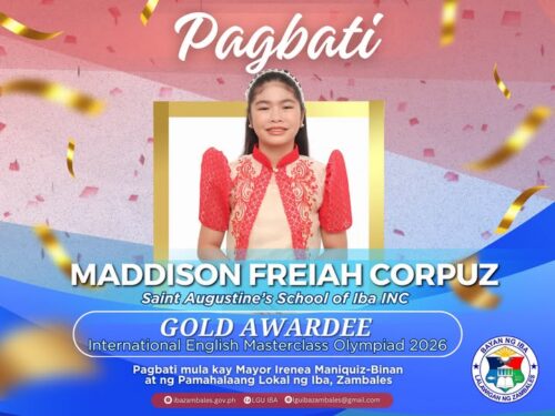 Pagbati kay Maddison Freiah Corpuz ng Saint Augustine’s School of Iba, Inc